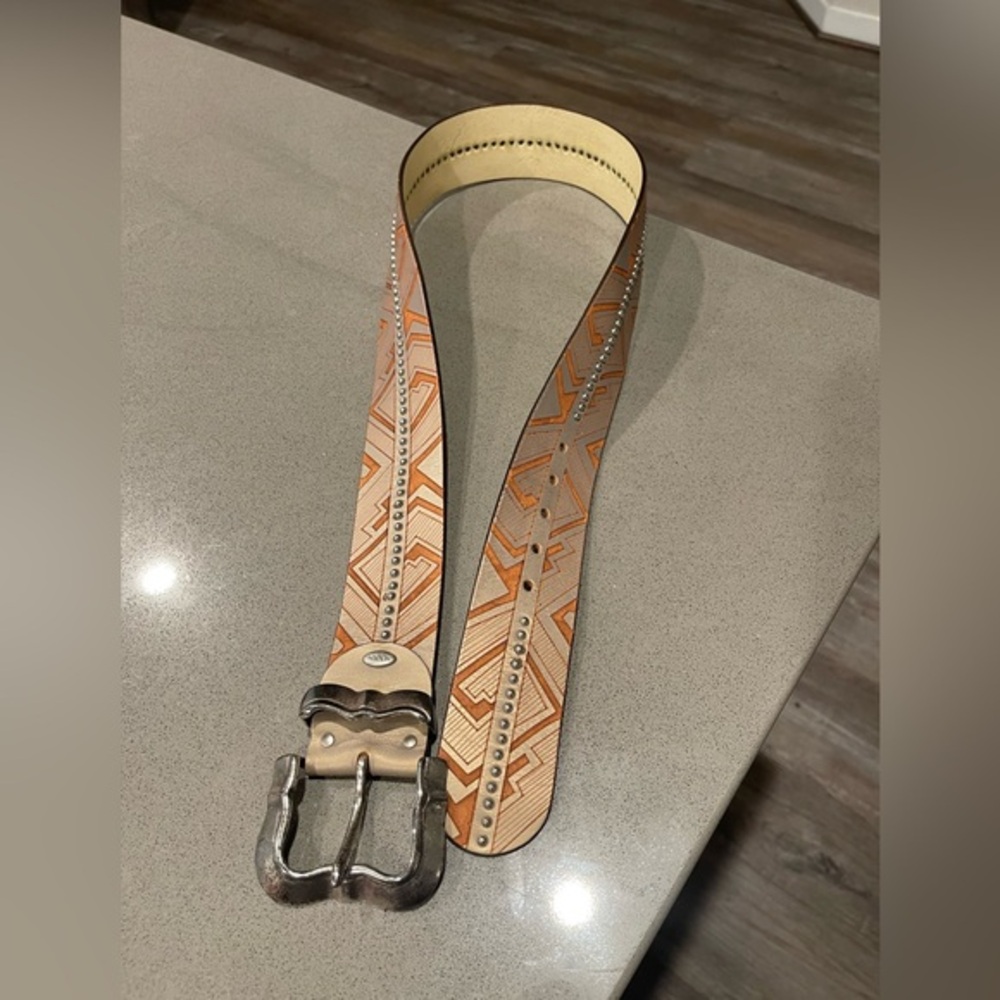 NANNI genuine leather made in Italy print studded belt